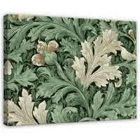 Wallarena Leinwandbild Blätter Vintage - Grün - Modern - Wohnzimmer, Blätter, 40x30x2cm