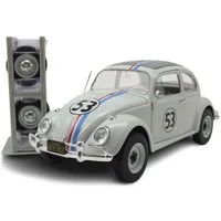 JADA Modellauto VW Käfer #53 weiß Herbie The Love Bug mit extra Reifen, Maßstab 1:24