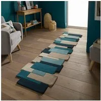FLAIR RUGS Läufer Abstract Collage, 100% Wolle, Karo Design, rechteckig, Höhe: 11 mm, Patchwork, modern, mehrfarbig, Läufer, Wohnzimmer, Flur, Schlafzimmer
