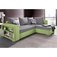 COLLECTION AB Ecksofa John L-Form, B: 226 cm, Bettfunktion, Bettkasten, Regalelement & 2 Zierkissen, Federkern