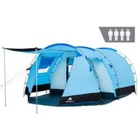 CampFeuer Tunnelzelt Zelt Super+ für 4 Personen, Blau / Schwarz, XXL Tunnelzelt mit 2 Eingä, Personen: 4