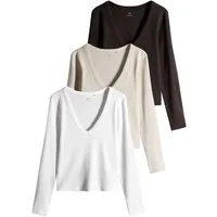 The Set Langarmshirt The Set gerippte Langarmshirts, 3er-Pack (3-tlg)