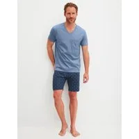 CALIDA Shorty Relax Imprint 2 (2 tlg) V-Ausschnitt, Brusttasche, Kurzarm, Single Jersey Qualität