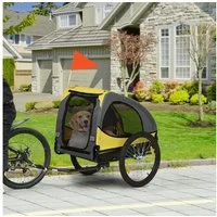 PawHut Fahrradhundeanhänger Hundeanhänger mit Universalkupplung, für Garten, Balkon, Gelb