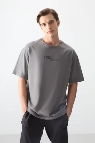 Übergroßes bedrucktes Baumwoll-T-Shirt