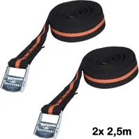 Koopman Spanngurt Sicherungsgurt Zurrgurt Klemmschloss Befestigungsgurt (Set, 2-St., Packung) 2x250cm, Schwarz / Orange, Klemmverschluss, Polyester