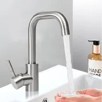 Nettlife Waschtischarmatur Kaltwasserhahn Hochdruck Edelstahl Mischbatterie (1-St., Mischbatterie) 360°Drehbar für Badezimmer