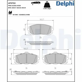 Delphi Bremsbel?ge vorne Hyundai Sonata Kia Niro
