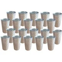 BURI Glas Edelstahl Becher 500ml 20er-Set gehämmert Trinkbecher Metallbecher Cam, Edelstahl