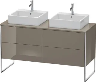 Duravit XSquare Konsolenwaschtischunterbau bodenstehend Flanell Grau Hochglanz 1400x548x778 mm - XS4 XS4926B8989