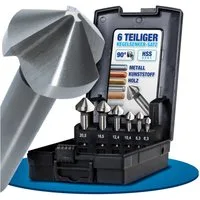 NTG Nutzfahrzeug Technik GmbH Kegelsenker Set 6,3-20,5 mm, 6-tlg, Kegelsenker 90°, HSS Stahl + Entgrater