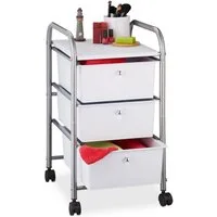 relaxdays Rollwagen Badrollwagen mit 3 Schubladen, (1 St), silber