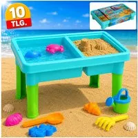 Koopman Wasserspieltisch Sandtisch 43x29x25cm 10 Tlg. Bunt, (Set, 10-tlg., Packung), 43x29x25cm, Inkl. Sandformen, 10tlg, 2 Spielwannen, Leichtgewichtig