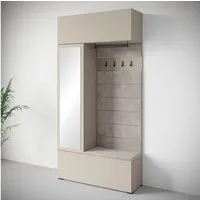 Home affaire Garderoben-Set TEJO, (Komplett-Set, 1-St., mit Spiegel und gepolsterte Sitzbank), Spiegel Schrank Element flexibel links/rechts einsetzbar