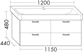 Burgbad Waschtischunterschrank Sys30 PG4 Sana 480x1150x440 Sand Ultramatt, WURK115F5766 WURK115F5766