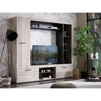 Home affaire Wohnwand Lorca Medienwand, Wohnzimmerwand, TV-Wand, (4-St), Moderne, stilvolle Wohnwand in Eichen-Optik mit TV-Fach