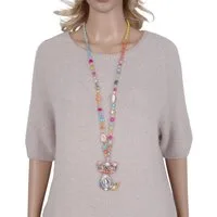 MIRROSI Lange Kette Damen Halskette mit elegantem Anhänger