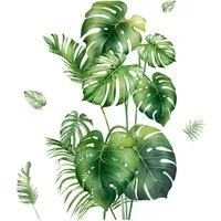 Agger Wandtattoo Blätter Pflanzen Wandaufkleber Wandsticker Kinderzimmer 30x90 cm (2 St), Wohnzimmer Schlafzimmer Flur Wanddeko