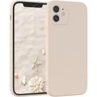 EAZY CASE Handyhülle für Apple iPhone 12 Hülle Silikon 6,1 Zoll, Bumper Case Matt Slimcover Silikonschutzhülle elastisch Taupe / Beige