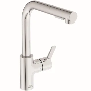 Ideal Standard Küchenarmatur Gusto Ausladung 235mm L-Auslauf 2F-Brause Chrom, BD420AA BD420AA