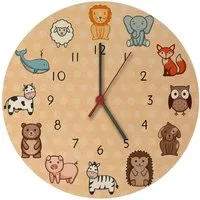 speecheese Wanduhr Kinderuhr mit süßen Tieren Wanduhr aus MDF