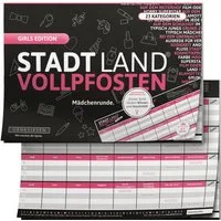 Denkriesen Spiel Stadt Land Vollpfosten, Girls Edition Mädchenrunde A4 Block, Familienspiel, Made in Germany