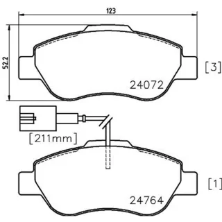 Hella Bremsbel?ge vorne Fiat 500 Ford Ka 8DB355014-471
