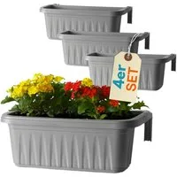 GarPet Balkonkasten 4er Set Blumenkasten Balkon Geländer Kasten Halterung Wasserspeicher