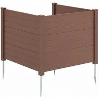 COSTWAY Gartenzaun, Lamellenzaun aus PP, Steckzaun mit 4 Pfählen, 122x95 cm