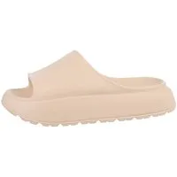 Ital-Design Damen Mules Freizeit Plateausandaletten (85878246) Flach Pantoletten in Beige