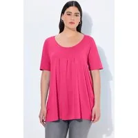 Ulla Popken T-Shirt T-Shirt Zierfalten A-Linie Rundhals Halbarm Modal