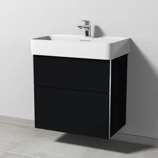 Sanipa 3way Waschtischunterbau zu Laufen VAL Waschtisch mit 2 Auszügen, Schwarz-Matt BS82208