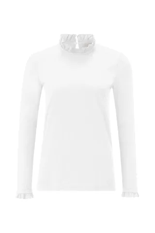 Rich & Royal - Organic Slub Frill Longsleeve white - Gr. - XS