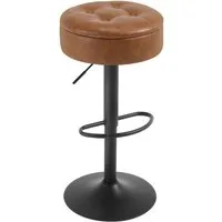 Woltu Barhocker (1 St), Sitzhocker mit Stauraum, höhenverstellbar, 360° drehbar, Kunstleder