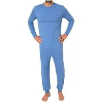 Normann Pyjama Herren Pflegeoverall langarm Einteiler mit Reißverschluss am Rücken