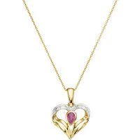 Firetti Kette mit Anhänger Schmuck Geschenk Gold 375 Halsschmuck Halskette Goldkette Herz, mit Rubin