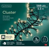 Lumineo LED-Lichterkette Lumineo Lichterkette CLUSTER 588 LED 5,5 m warm weiß, schwarzes Kabel, Dimmbar, Timer, Indoor, Outdoor