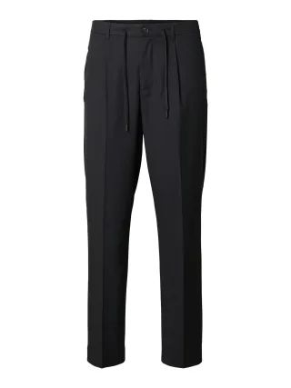 selected men - SLM190-REG TAPERED LEROY PLEAT PANT NOOS Black - Gr. - XL