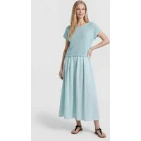 PEKIVESSA Sommerkleid Lässiges Midikleid im angesagten Lagen-Look aus Baumwolle-Leinen-Webstoff