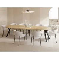 WFL GROUP Esstisch Twixy ausziehbar rund industrial mit schwarzen Holzbeinen (MADE IN EU, erhältlich in 2 Größen – Durchmesser 100 cm, ausziehbar auf 250/300 cm), XXL groß extra lang Ausziehtisch für 5-16 oder 5-14 Personen
