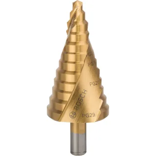 Bosch Stufenbohrer HSS-TiN, für Kabelverschraubung, 6 - 37 mm, 10 mm, 93 mm, 12 Stufen - 2608587435