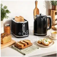 HOMCOM Toaster 1.7 Liter, Memory-Funktion, Wasserkocher-Toaster-Set, für Frühstückszubereitung, 2200 W, mit LED-Display, Schwarz