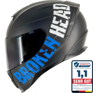Broken Head (A-Minus-Ware) Integralhelm BeProud Sport Blau + Schwarzes Visier