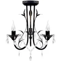 vidaXL Kronleuchter Decknlampe Art Novau mit Kristallperlen 3 x E14