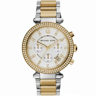 Michael Kors MK5626 Parker Damen Chronograph Uhr, Zweifarbig Edelstahl