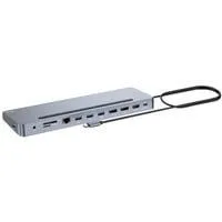 USB-C Metal Ergonomic Triple 4K Docking Station, Dockingstation HDMI, DP, USB-C, PD