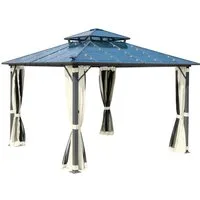 BRAST Pavillon Aluminium Pagode 3,5x3,5m viele Modelle, wahlweise LEDs, inkl. Moskitonetz, festes Dach, wasserdicht, stabil, UV-Schutz
