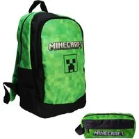 Minecraft Kinderrucksack Minecraft Creeper 2tlg Rucksack Backpack Federtasche (Spar-Set, 2-tlg)