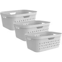 ROTHO Wäschekorb JONA Wäschebehälter 3er-Set 39l mit ergonomischen Griffen (Wäschekorbset, 3er-Set)
