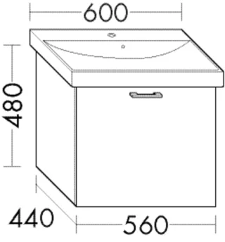 Burgbad Waschtischunterschrank zu Keramik Sys30 PG2 Echo 480x560x450 Basaltgrau Matt, WVPX056F2236 WVPX056F2236